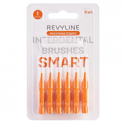 Ершики межзубные Revyline Smart, размер 1 (0,45 мм) оранжевые, 6 шт.